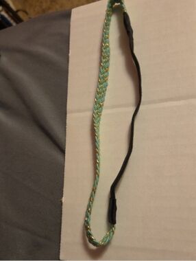 Braided Elastic Headband in Teal and Gold